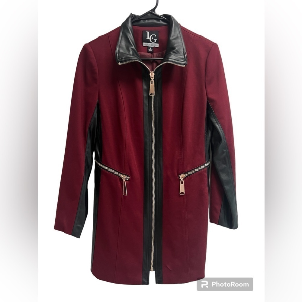 LENA GABRIELLE Women’s Red and Black Faux Leather Jacket - Size 4